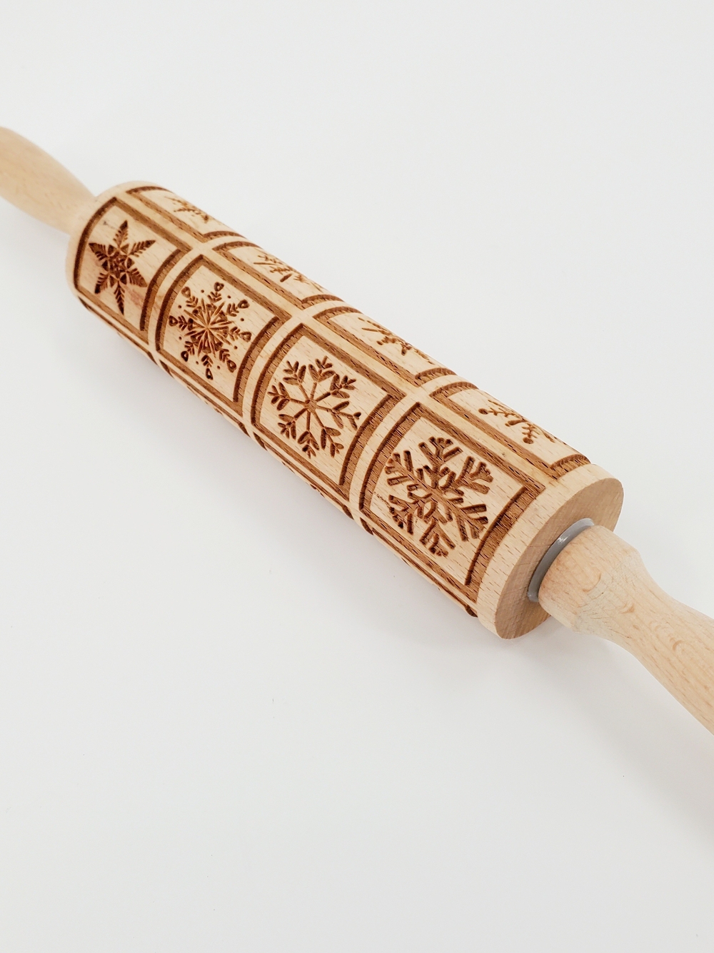 Snowflake Wooden Rolling Pin Embossing Christmas 14" Rolling Pin